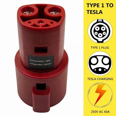 J1772 से टेस्ला AC EV चार्जर एडाप्टर 60A OEM टेस्ला चार्जिंग एडाप्टर 250V